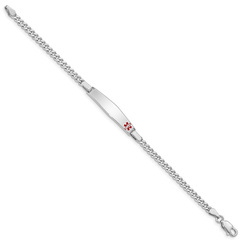 Sterlingsilber Rhodiniert Kinder Medizinisch Id Armband Panzer Glieder
