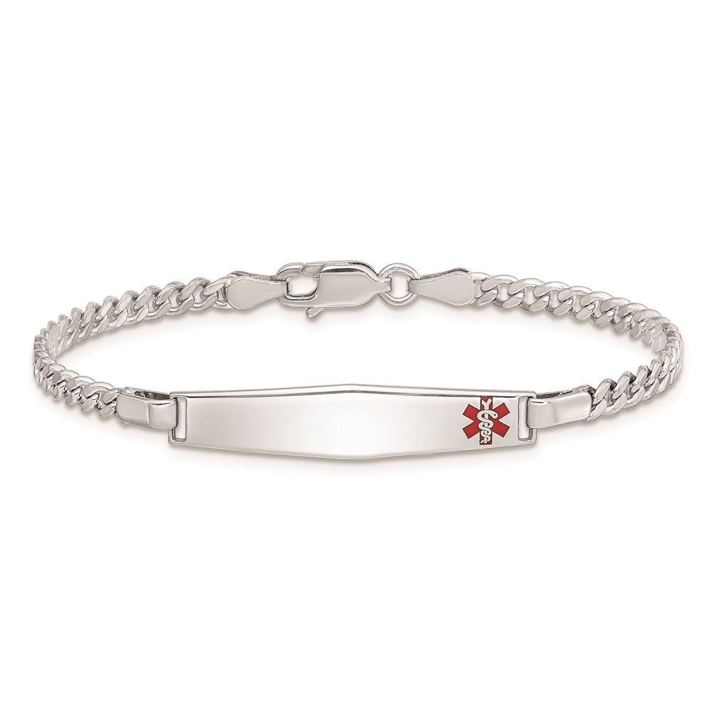 Sterlingsilber Rhodiniert Kinder Medizinisch Id Armband Panzer Glieder