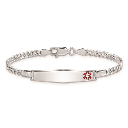 Sterlingsilber Rhodiniert Kinder Medizinisch Id Armband Panzer Glieder