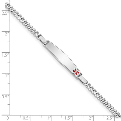 Sterlingsilber Rhodiniert Kinder Medizinisch Id Armband Panzer Glieder