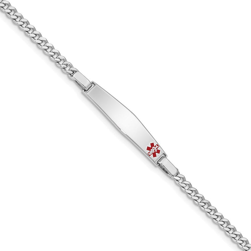 Sterlingsilber Rhodiniert Kinder Medizinisch Id Armband Panzer Glieder