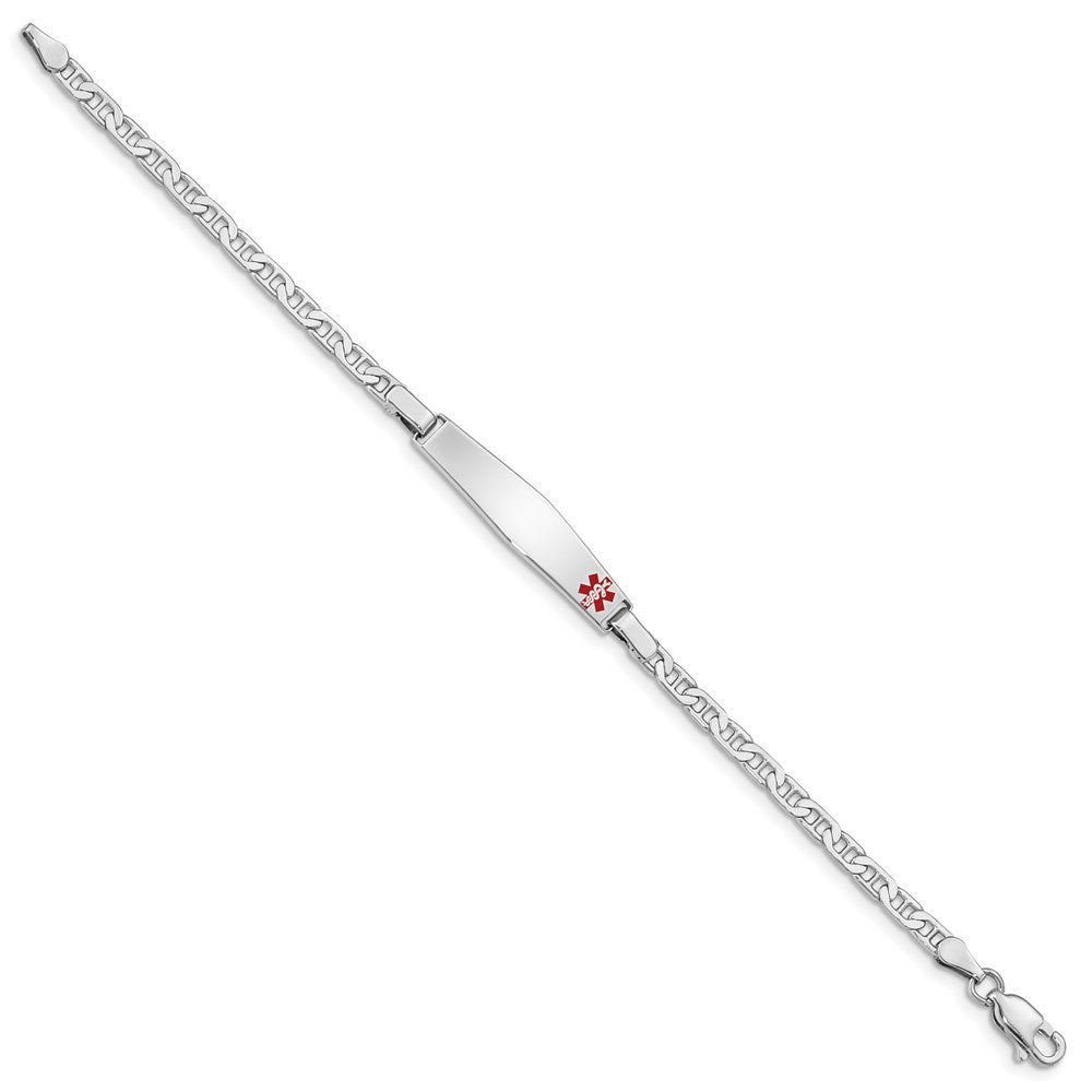 Sterlingsilber Rhodiniert Kinder Medizinisch Id Armband Anker