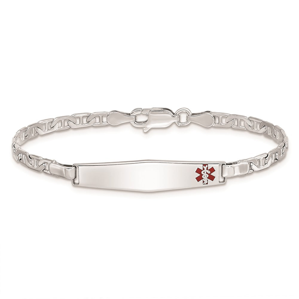 Sterlingsilber Rhodiniert Kinder Medizinisch Id Armband Anker