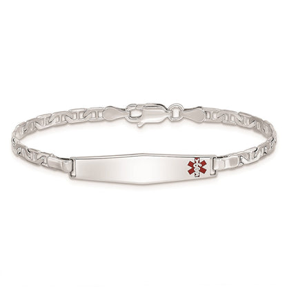 Sterlingsilber Rhodiniert Kinder Medizinisch Id Armband Anker