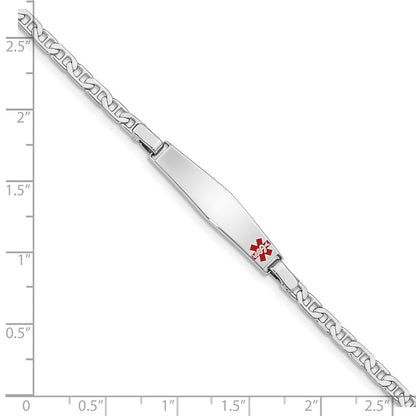 Sterlingsilber Rhodiniert Kinder Medizinisch Id Armband Anker