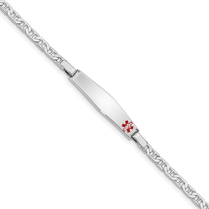 Sterlingsilber Rhodiniert Kinder Medizinisch Id Armband Anker