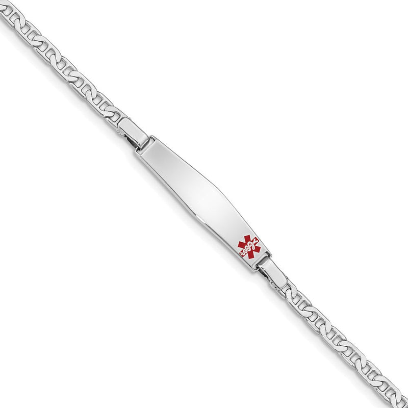 Sterlingsilber Rhodiniert Kinder Medizinisch Id Armband Anker