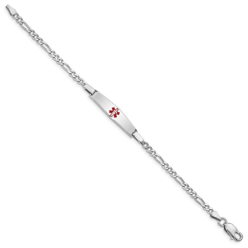 Sterlingsilber Rhodiniert Kinder Medizinisch Id Armband Figaro