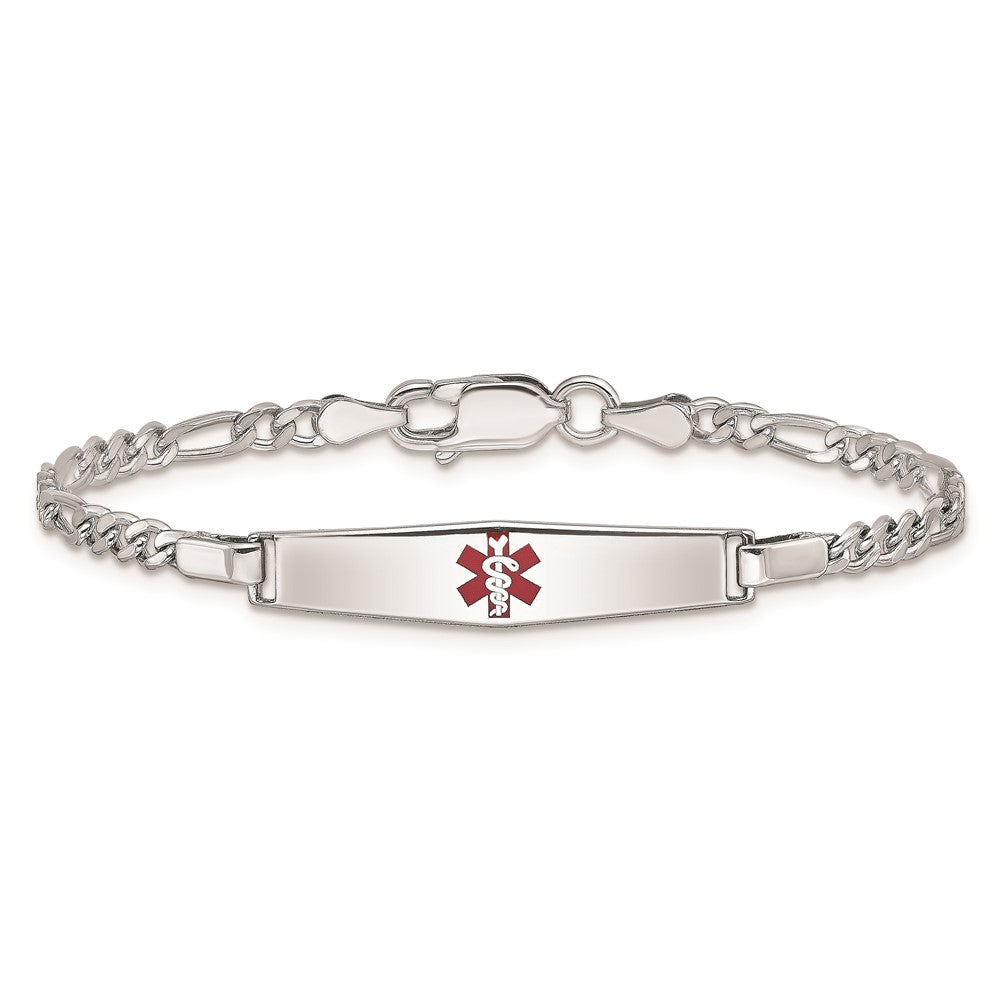 Sterlingsilber Rhodiniert Kinder Medizinisch Id Armband Figaro