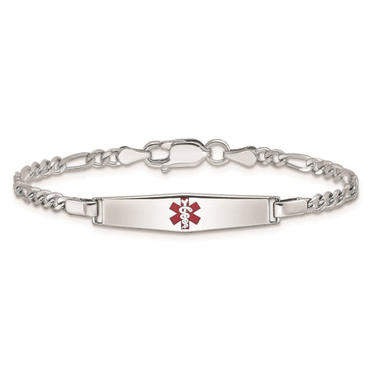 Sterlingsilber Rhodiniert Kinder Medizinisch Id Armband Figaro