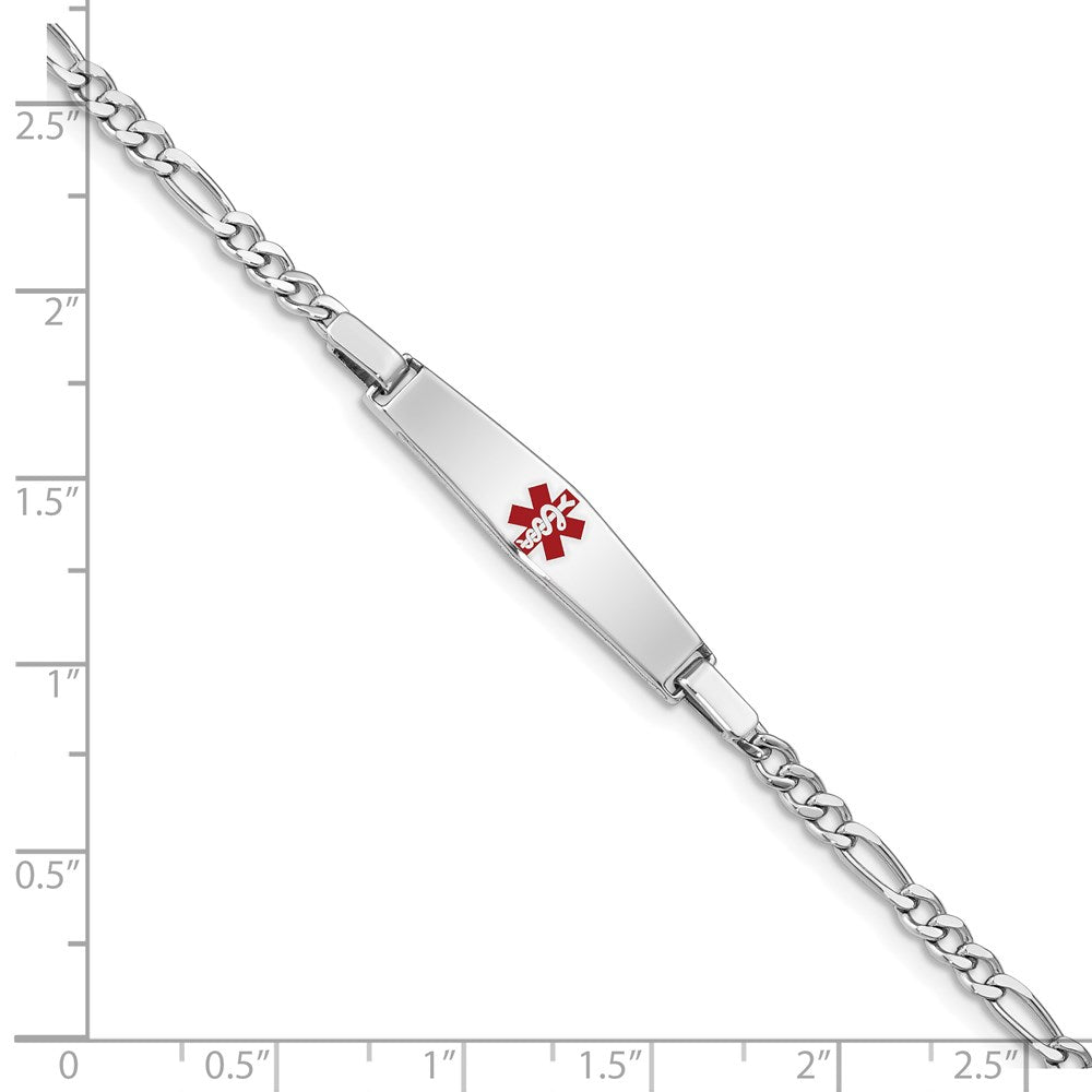 Sterlingsilber Rhodiniert Kinder Medizinisch Id Armband Figaro