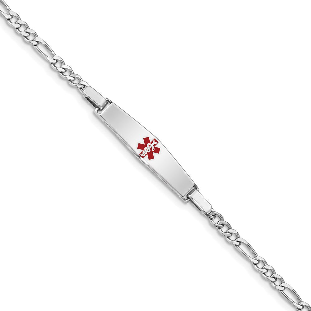 Sterlingsilber Rhodiniert Kinder Medizinisch Id Armband Figaro