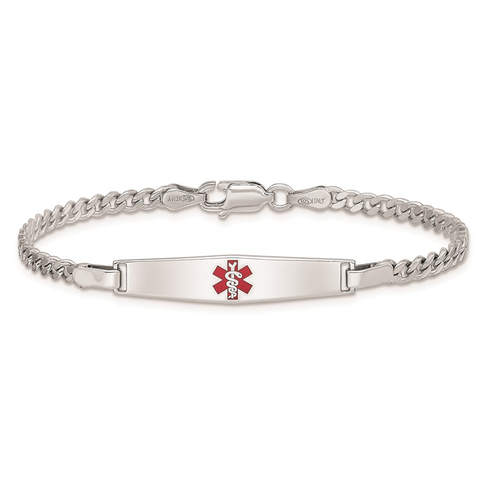 Sterlingsilber Rhodiniert Kinder Medizinisch Id Panzer Glieder Armband