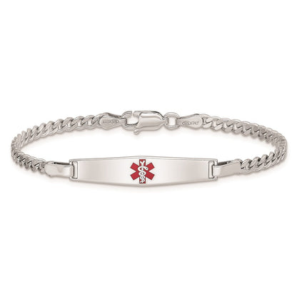 Sterlingsilber Rhodiniert Kinder Medizinisch Id Panzer Glieder Armband