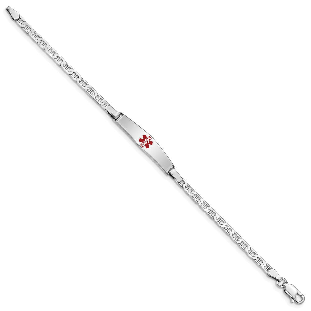 Sterlingsilber Rhodiniert Kinder Medizinisch Id Anker Glieder Armband
