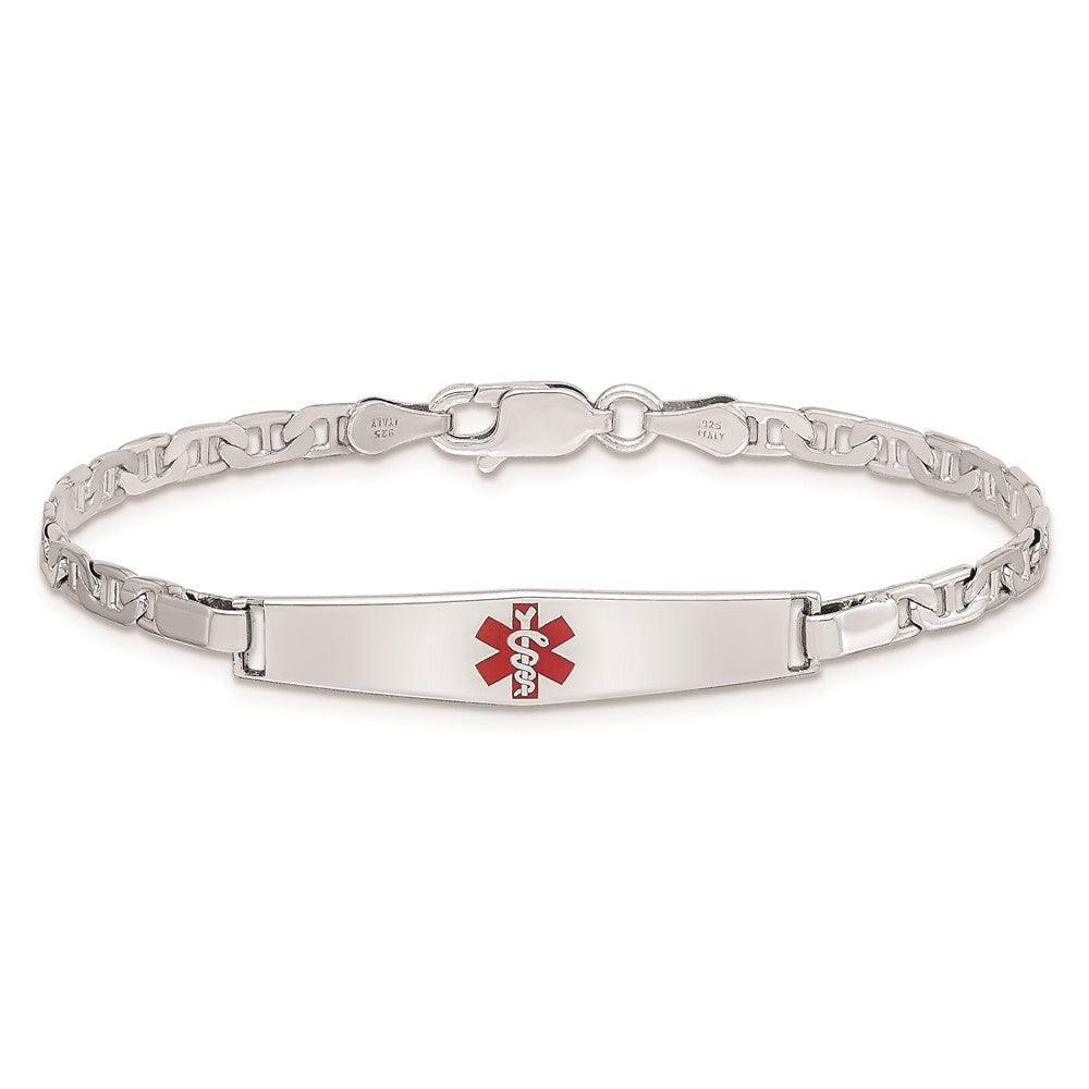 Sterlingsilber Rhodiniert Kinder Medizinisch Id Anker Glieder Armband