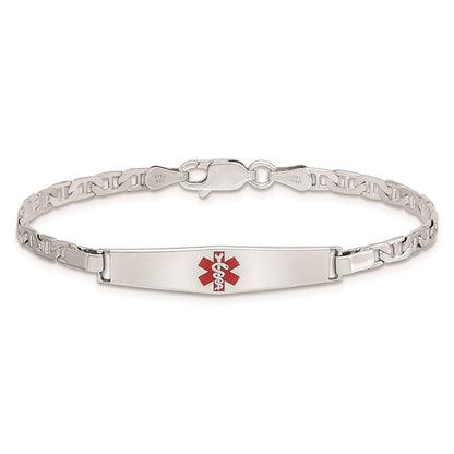 Sterlingsilber Rhodiniert Kinder Medizinisch Id Anker Glieder Armband