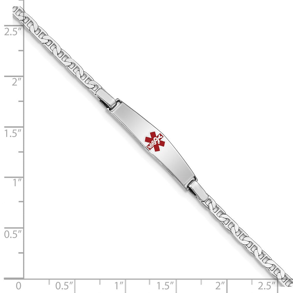 Sterlingsilber Rhodiniert Kinder Medizinisch Id Anker Glieder Armband