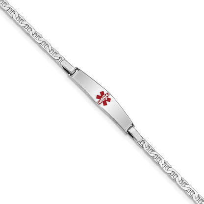 Sterlingsilber Rhodiniert Kinder Medizinisch Id Anker Glieder Armband