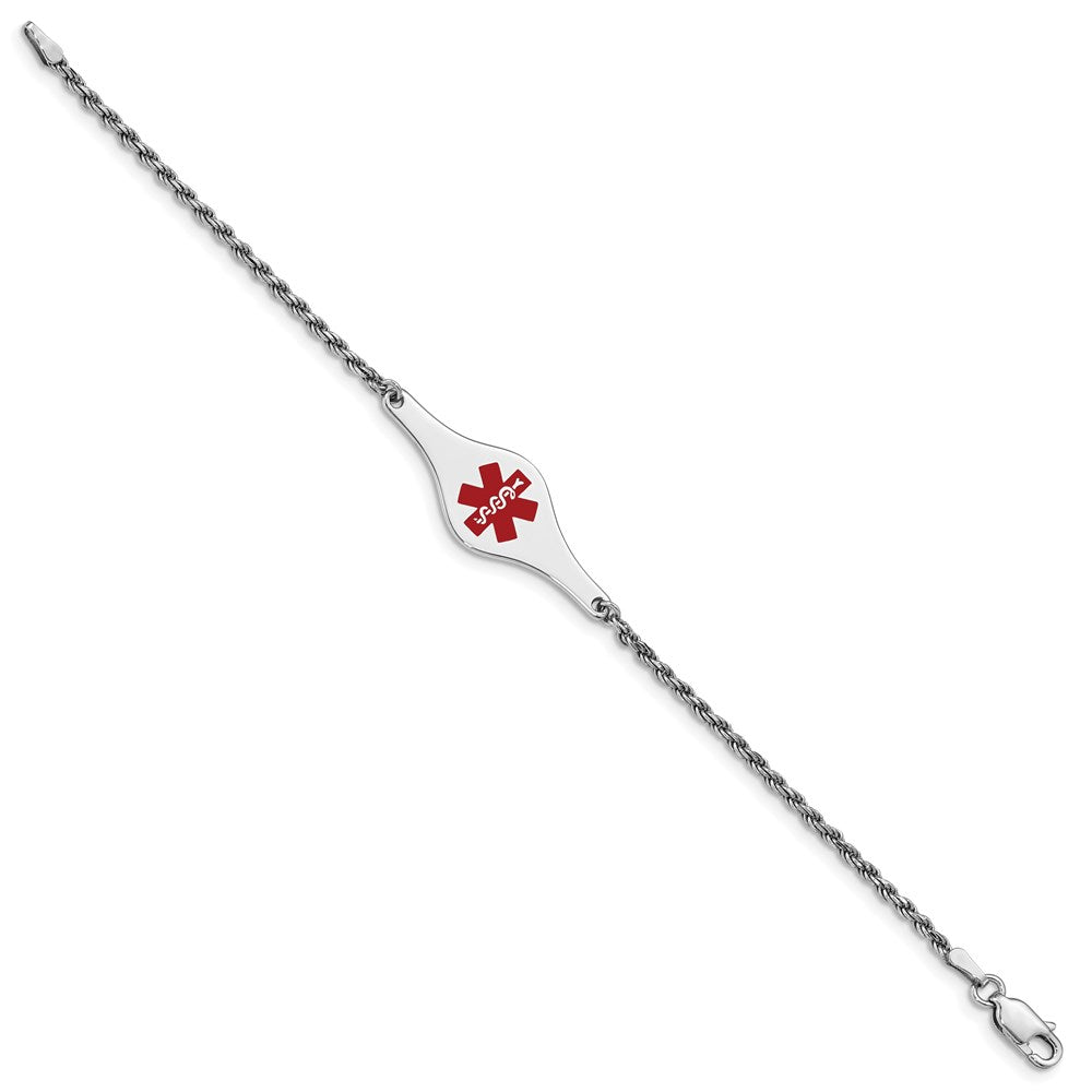 Sterlingsilber Rhodiniert Kinder Medizinisch Id Armband Kordel Li