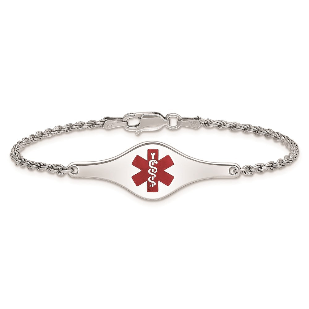 Sterlingsilber Rhodiniert Kinder Medizinisch Id Armband Kordel Li