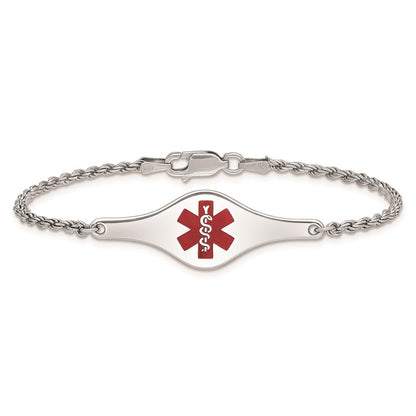 Sterlingsilber Rhodiniert Kinder Medizinisch Id Armband Kordel Li