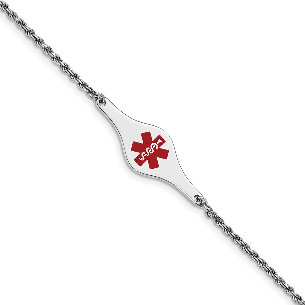 Sterlingsilber Rhodiniert Kinder Medizinisch Id Armband Kordel Li