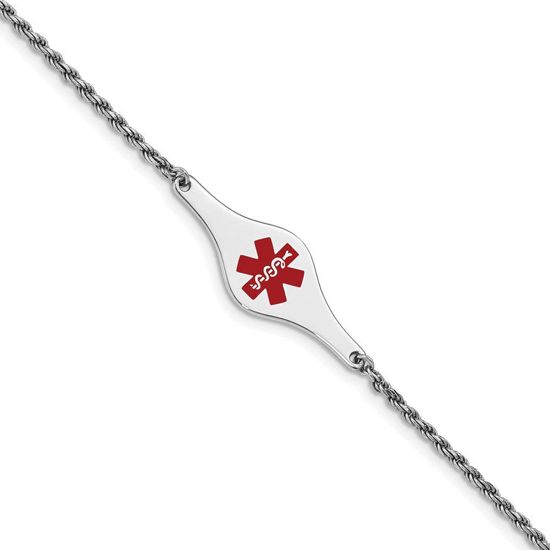 Sterlingsilber Rhodiniert Kinder Medizinisch Id Armband Kordel Li