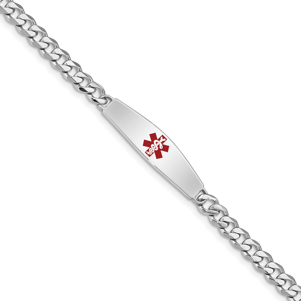 Sterlingsilber Rhodiniert Medizinisch Id Armband Panzer Glieder Armband