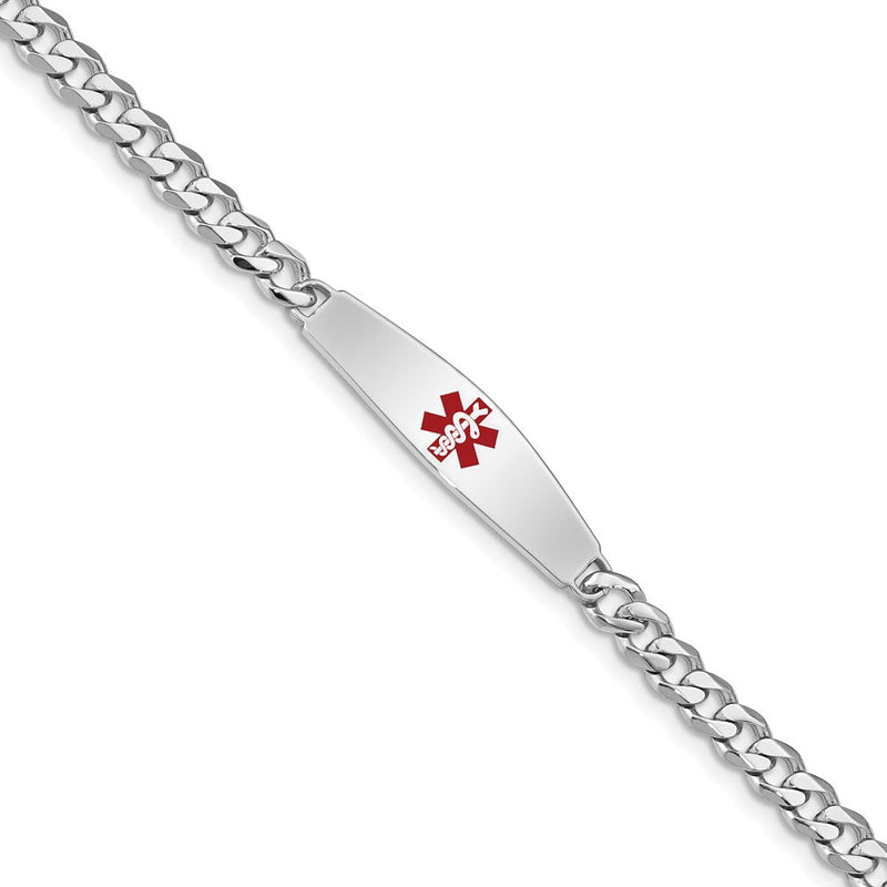 Sterlingsilber Rhodiniert Medizinisch Id Armband Panzer Glieder Armband