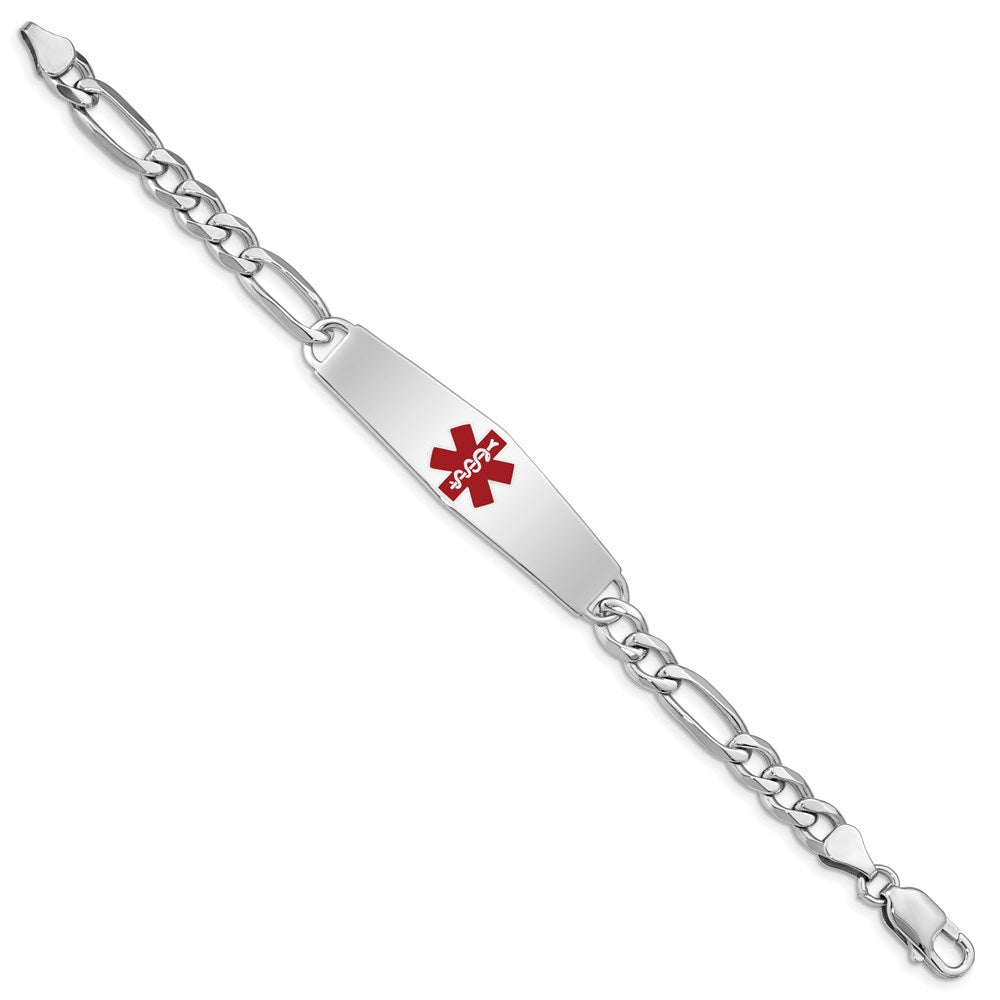 Sterlingsilber Rhodiniert Medizinisch Id Figaro Glieder Armband