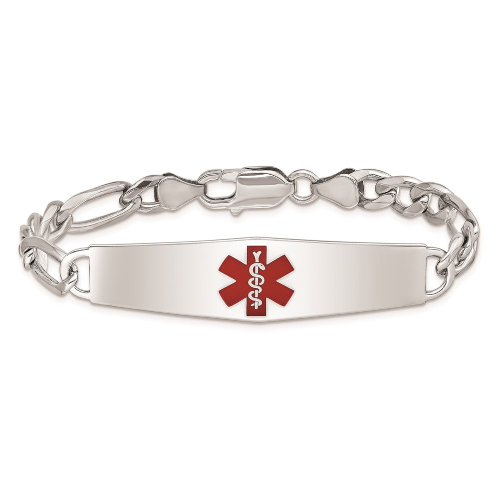 Sterlingsilber Rhodiniert Medizinisch Id Figaro Glieder Armband
