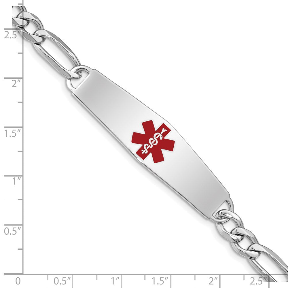 Sterlingsilber Rhodiniert Medizinisch Id Figaro Glieder Armband
