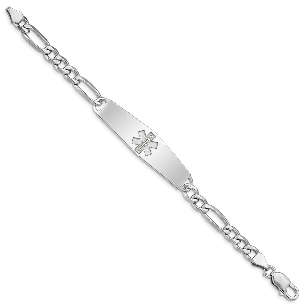 Sterlingsilber Rhod Plt Non Emailliert Medizinisch Id Figaro Glieder Armband