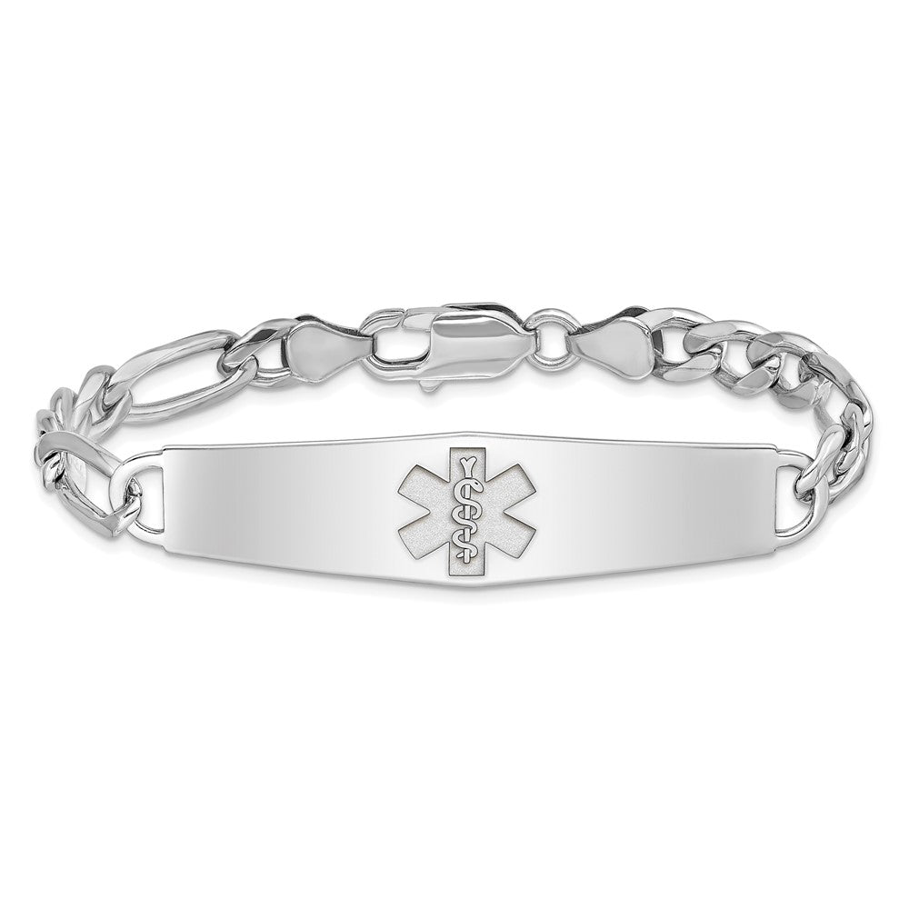 Sterlingsilber Rhod Plt Non Emailliert Medizinisch Id Figaro Glieder Armband