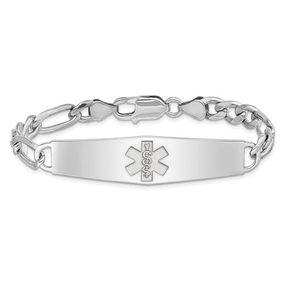 Sterlingsilber Rhod Plt Non Emailliert Medizinisch Id Figaro Glieder Armband