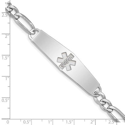 Sterlingsilber Rhod Plt Non Emailliert Medizinisch Id Figaro Glieder Armband