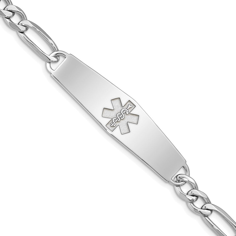 Sterlingsilber Rhod Plt Non Emailliert Medizinisch Id Figaro Glieder Armband