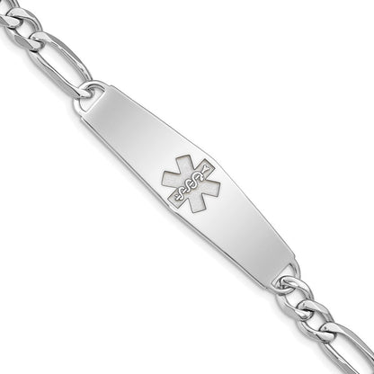 Sterlingsilber Rhod Plt Non Emailliert Medizinisch Id Figaro Glieder Armband