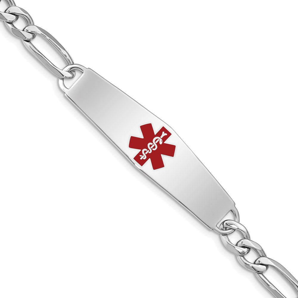 Sterlingsilber Rhodiniert Medizinisch Id Figaro Glieder Armband
