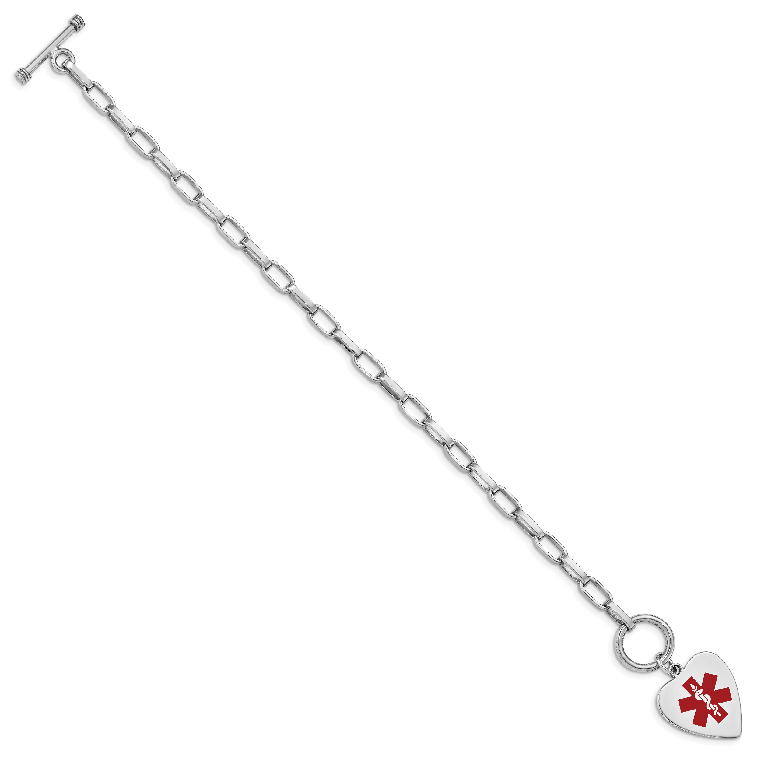 Sterlingsilber Rhodium Gravierbar Emaille Herz Medizinisch Id Armband