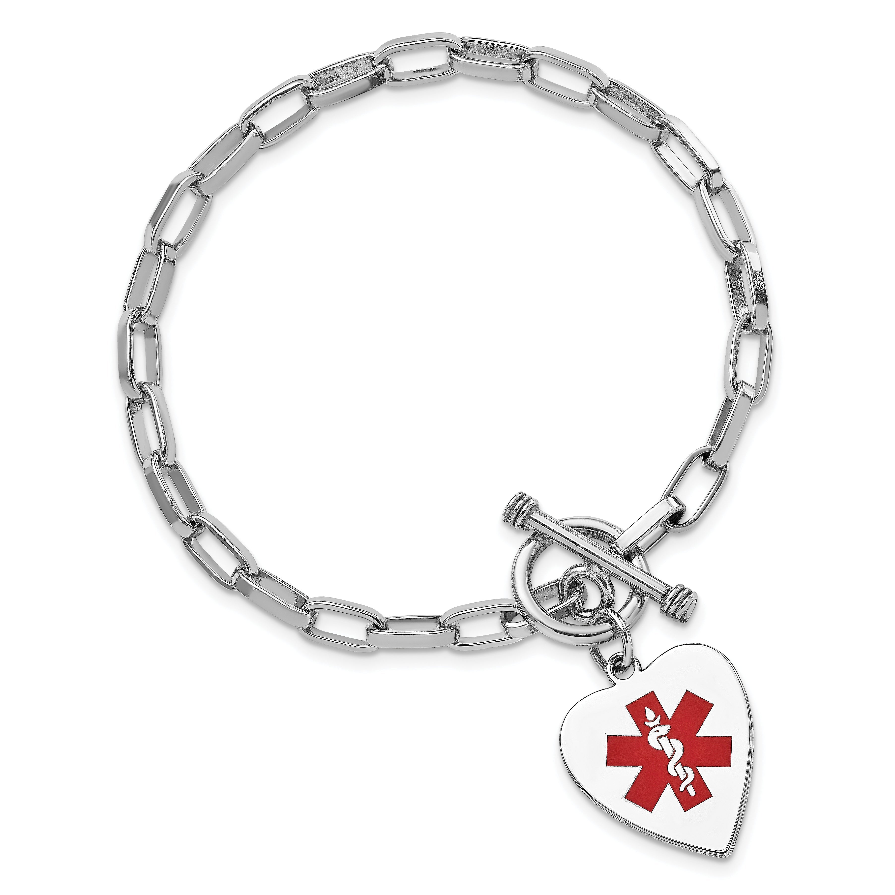 Sterlingsilber Rhodium Gravierbar Emaille Herz Medizinisch Id Armband