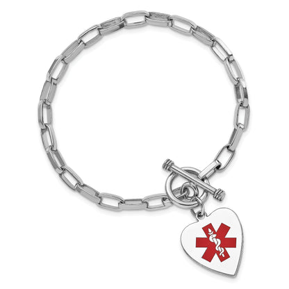 Sterlingsilber Rhodium Gravierbar Emaille Herz Medizinisch Id Armband