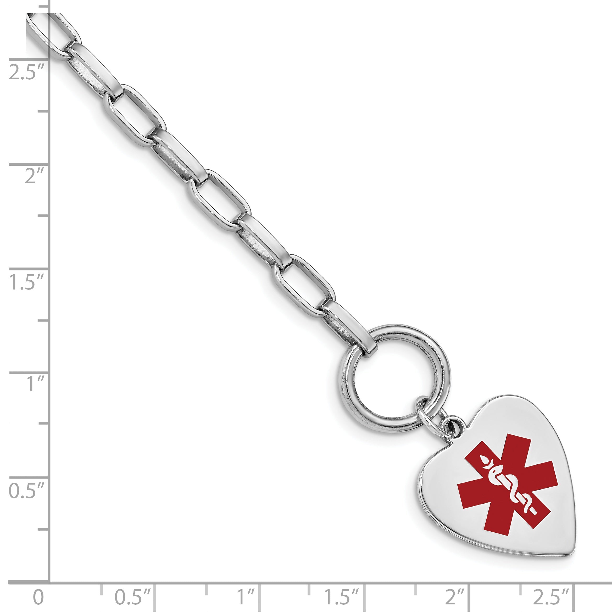 Sterlingsilber Rhodium Gravierbar Emaille Herz Medizinisch Id Armband