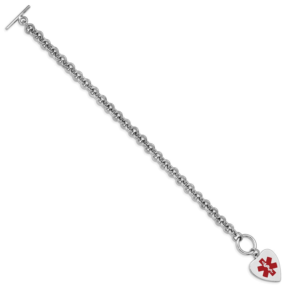 Sterlingsilber Rhodiniert Gravierbar Emaille Herz Medizinisch Id Armband