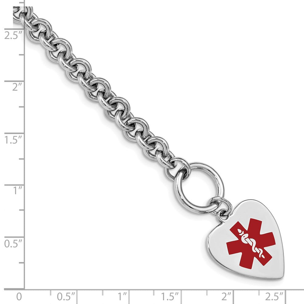 Sterlingsilber Rhodiniert Gravierbar Emaille Herz Medizinisch Id Armband