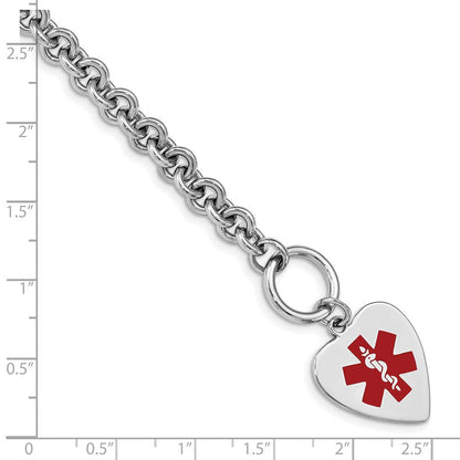 Sterlingsilber Rhodiniert Gravierbar Emaille Herz Medizinisch Id Armband