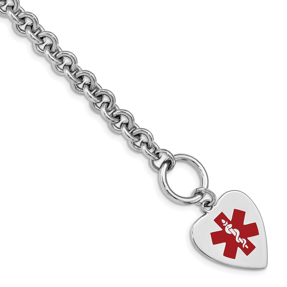 Sterlingsilber Rhodiniert Gravierbar Emaille Herz Medizinisch Id Armband