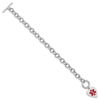 Sterlingsilber Rhodium Gravierbar Emaille Herz Medizinisch Id Armband