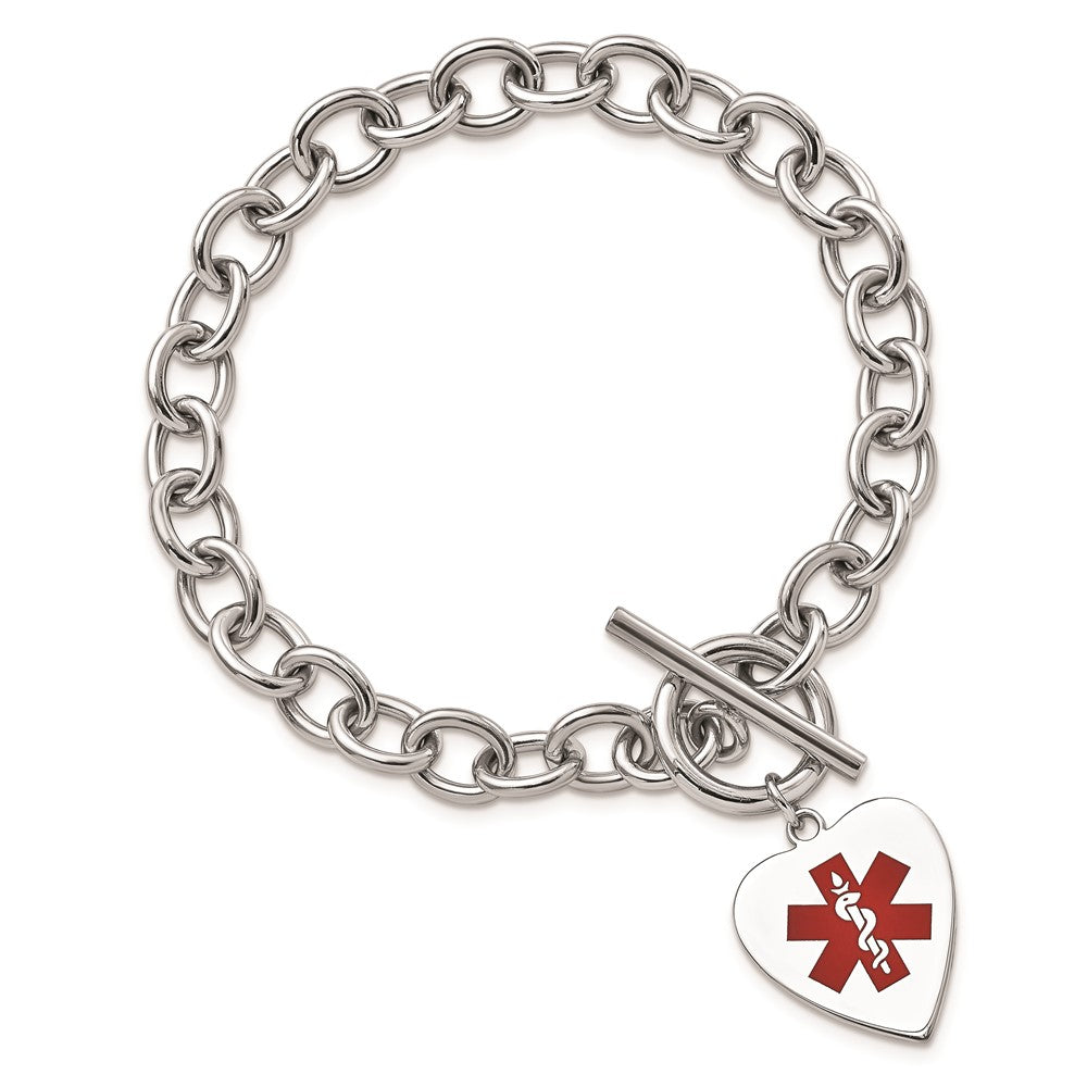 Sterlingsilber Rhodium Gravierbar Emaille Herz Medizinisch Id Armband